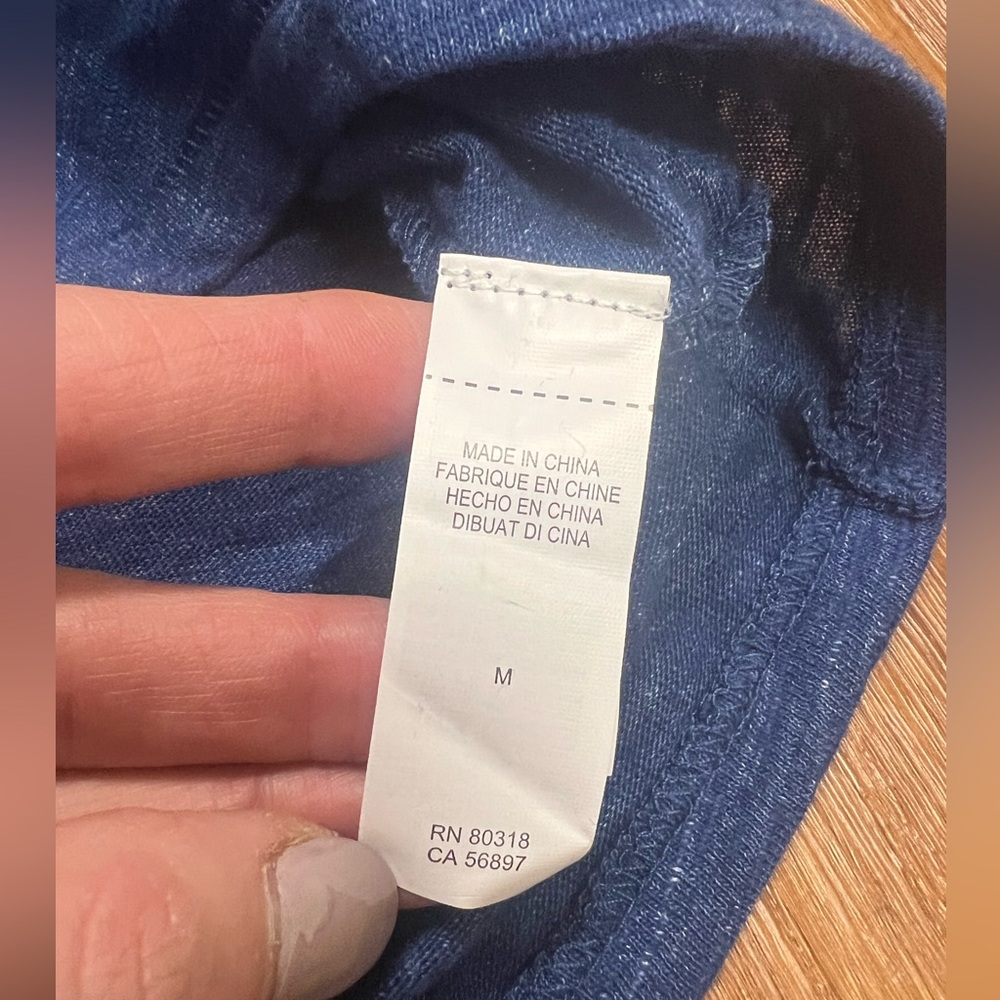 Lucky Brand Linen Blend Blue Short Sleeve Men’s T- Shirt Sz M - Picture 5 of 7